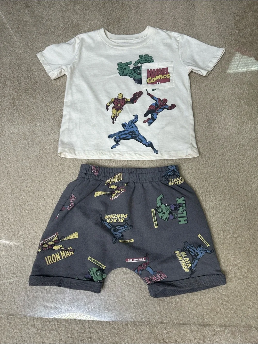 MARVEL SUPERHERO 2 PIECE SHORT SET TODDLER BOY 2T